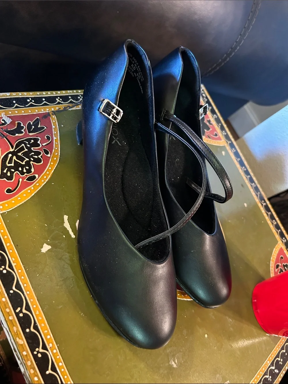 Classic Black Dance Heels with Buckle Strap